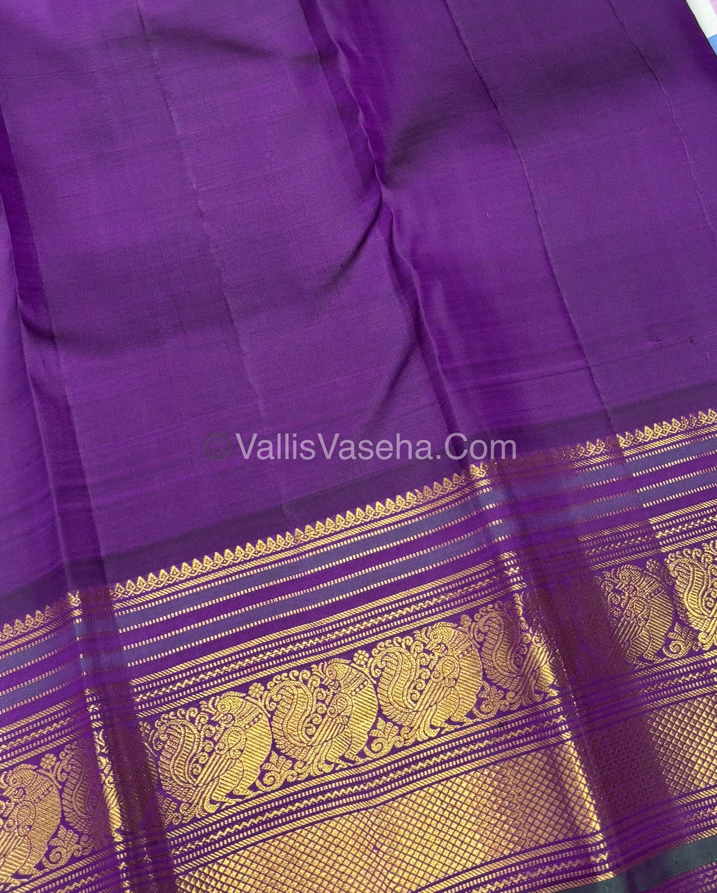 Pure Vintage Korvai Kanchipuram Silk Saree | Pazhum Pazhamum Checks |VVPS021