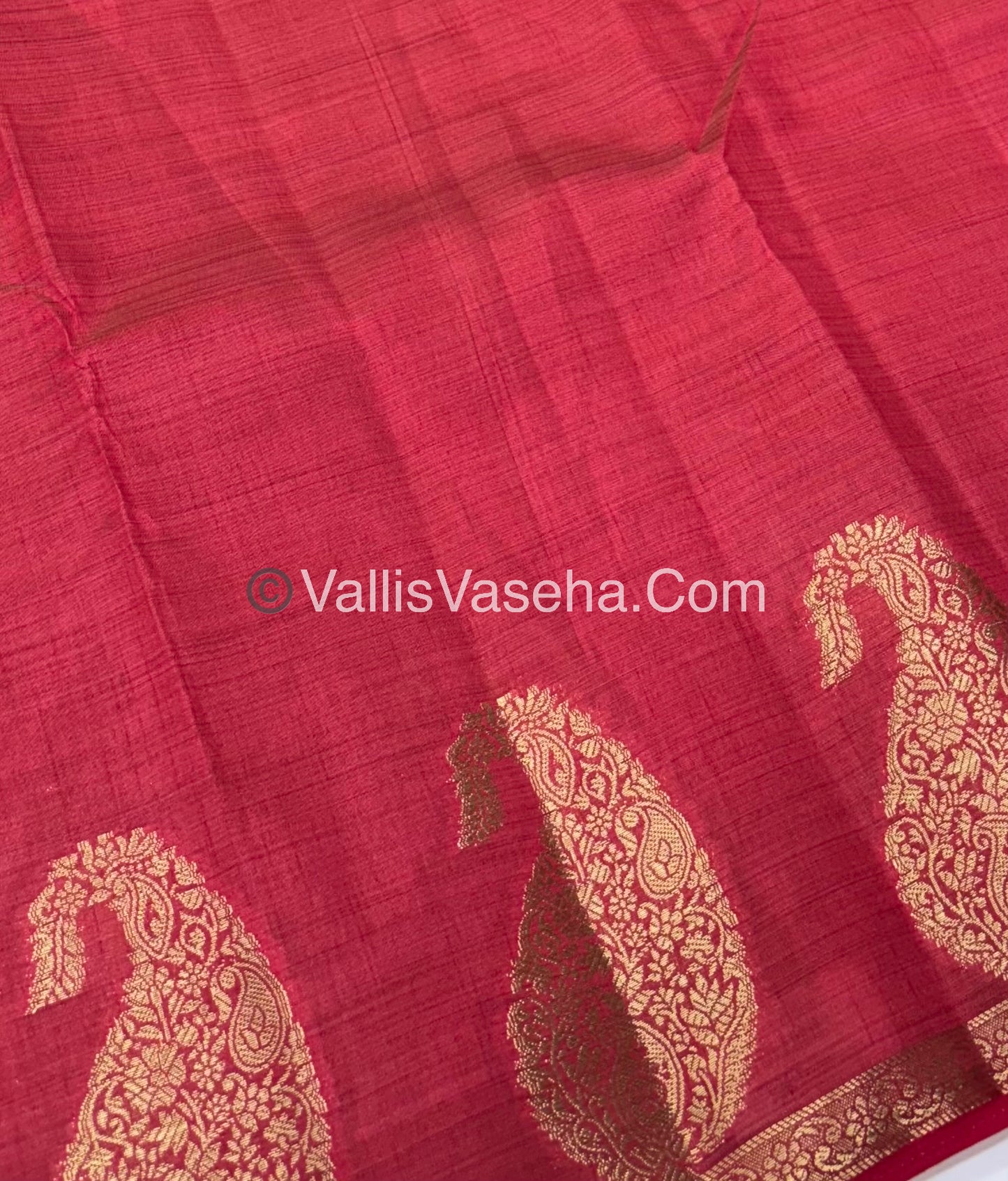 Semi Tussar Silk - Small Mango - Peachish Red Shade - VVSTS002
