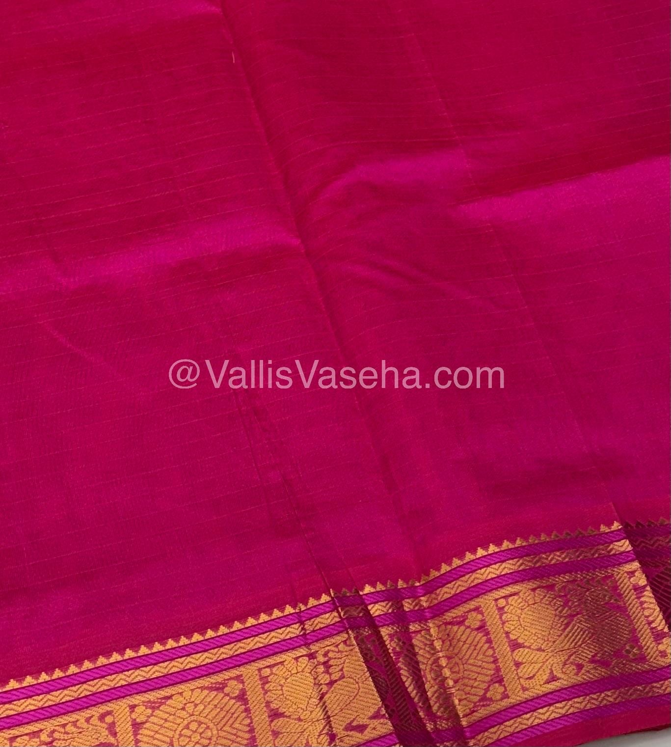 Pure Silk Cotton Saree - Pink With Pink - Lakshadeepam Design - VVPLD001