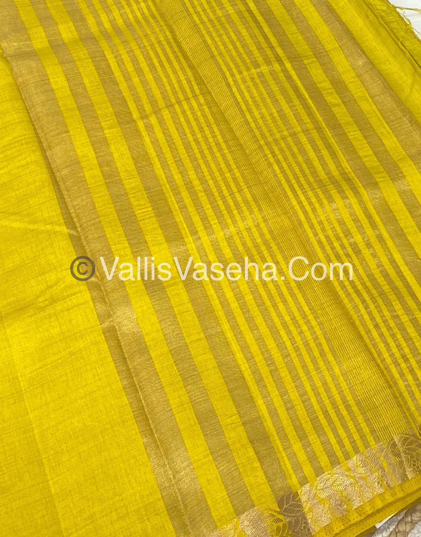 Semi Tussar Silk - Lemon Yellow Mixed Light Green Shade - VVSTS003