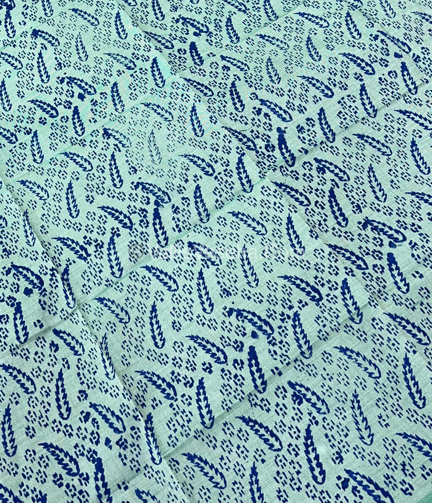 South Mixed Cotton - Mirror Work Embroidery - Navy Blue with Light Bluish Green- VVPCM002