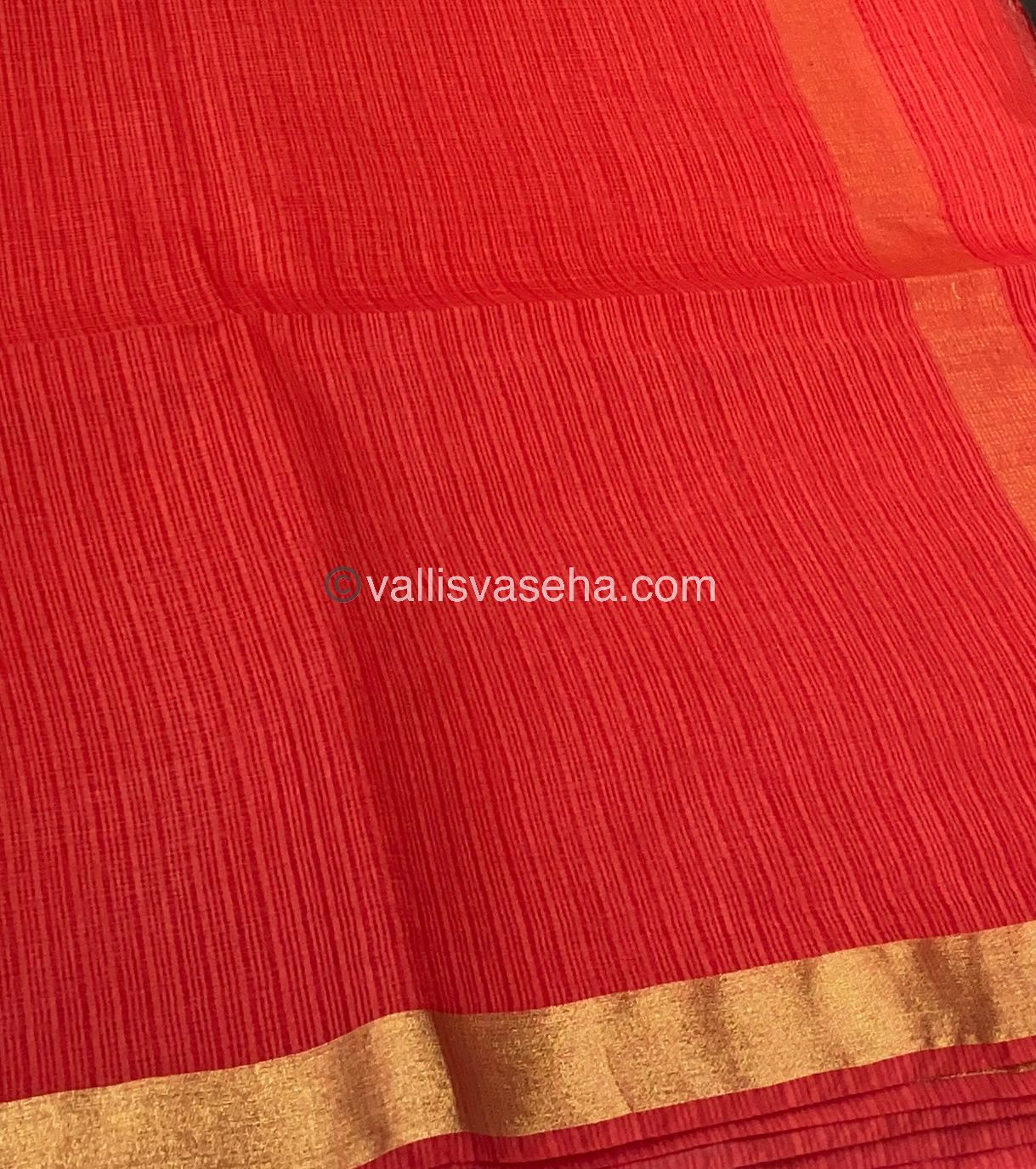 Pre booking ( 4 to 6 weeks time )Light Weight Kota Saree - Red Shade - VVKS001