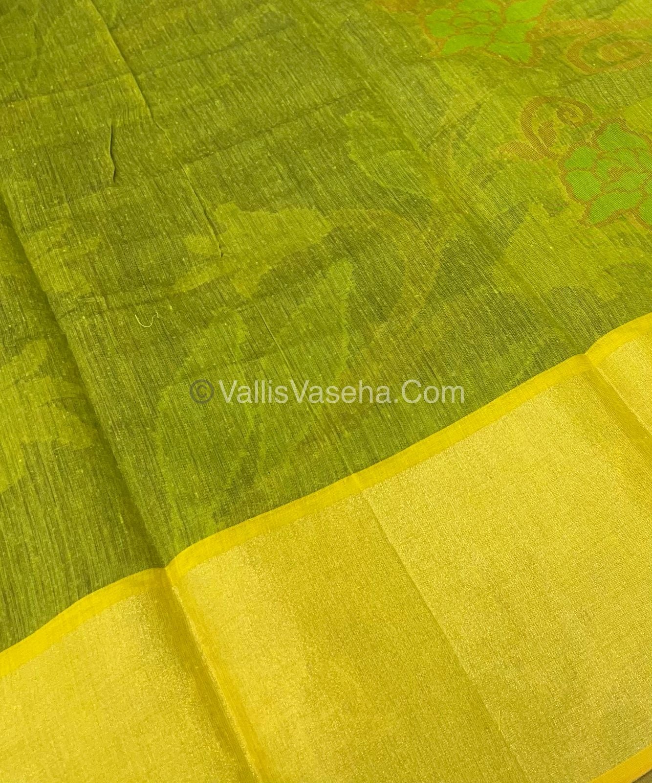 Banarasi Pochampally Weaving Semi Soft Cotton Saree - Black with Green - VVBPS001