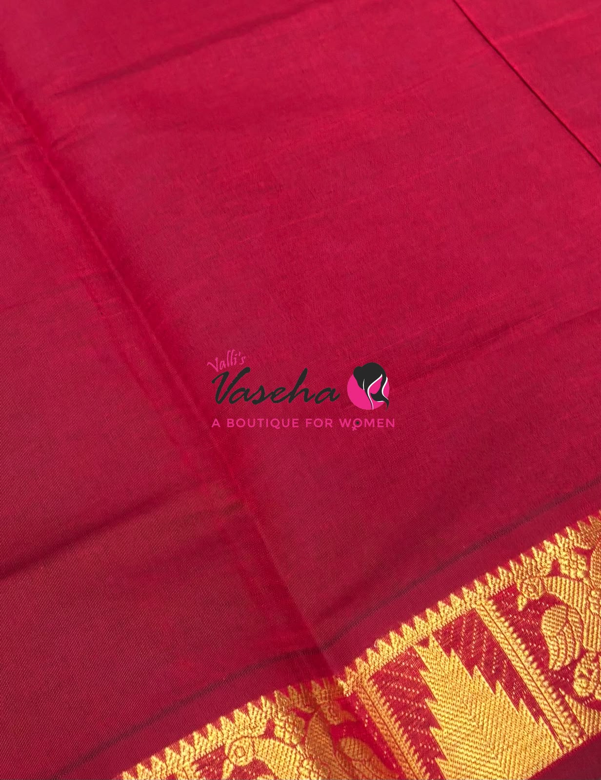 Semi Silk Cotton Saree - Small Zari Butta - Retta Mayil Border- VVSSC015