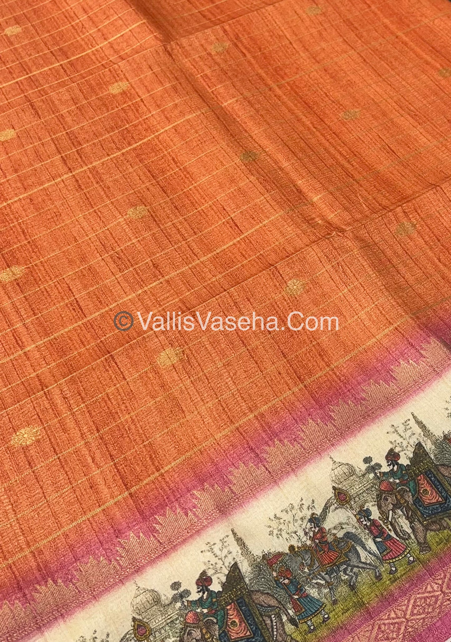 Semi Chanderi Saree - checks pattern - VVSCS004