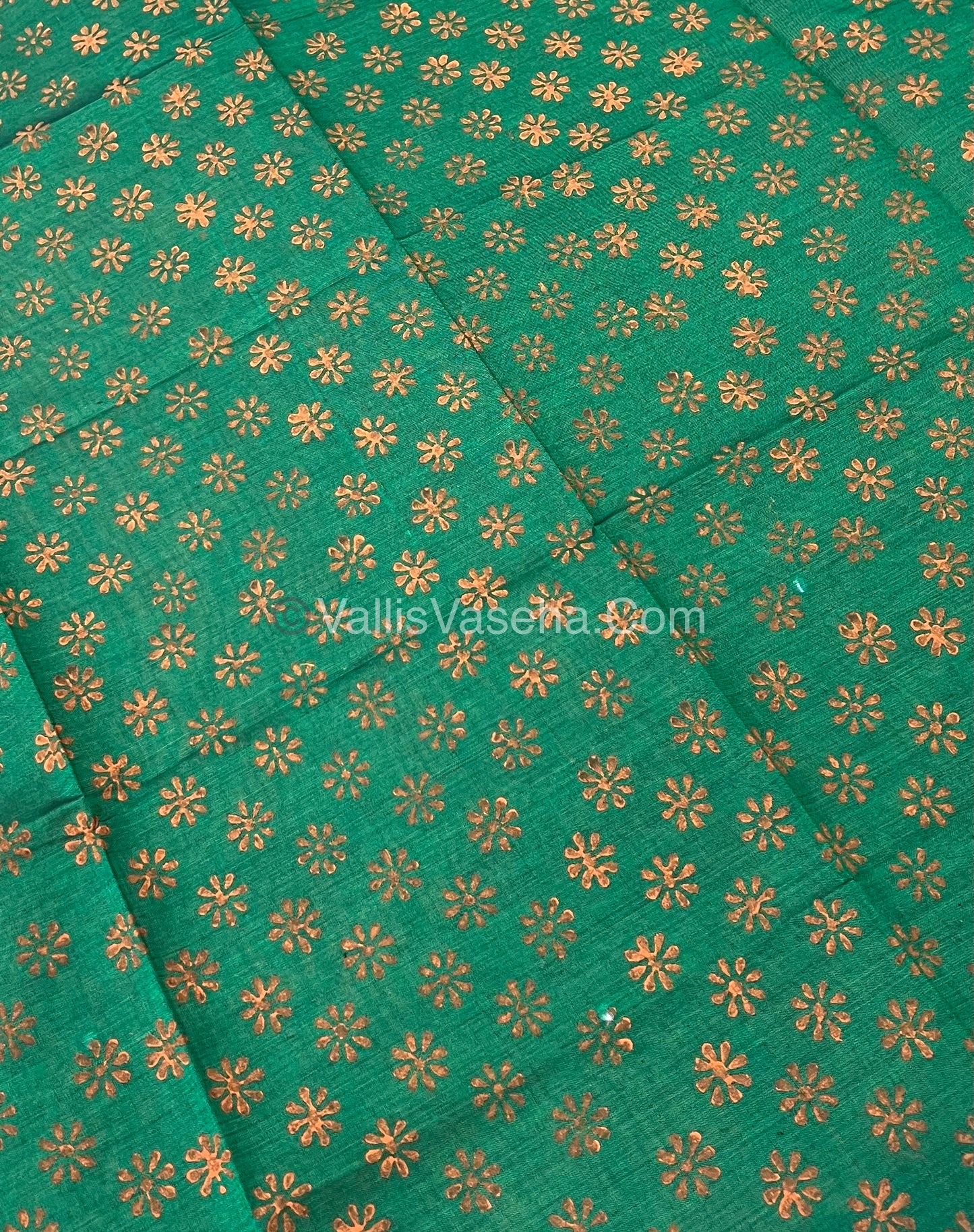 South Mixed Cotton - Mirror Work Embroidery - Orange With Green - VVPCM002