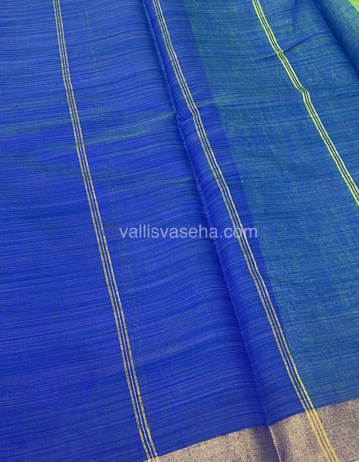 Mixed Cotton Saree | Neon Green And Blue| Happy sale | 30% less - VVHS005