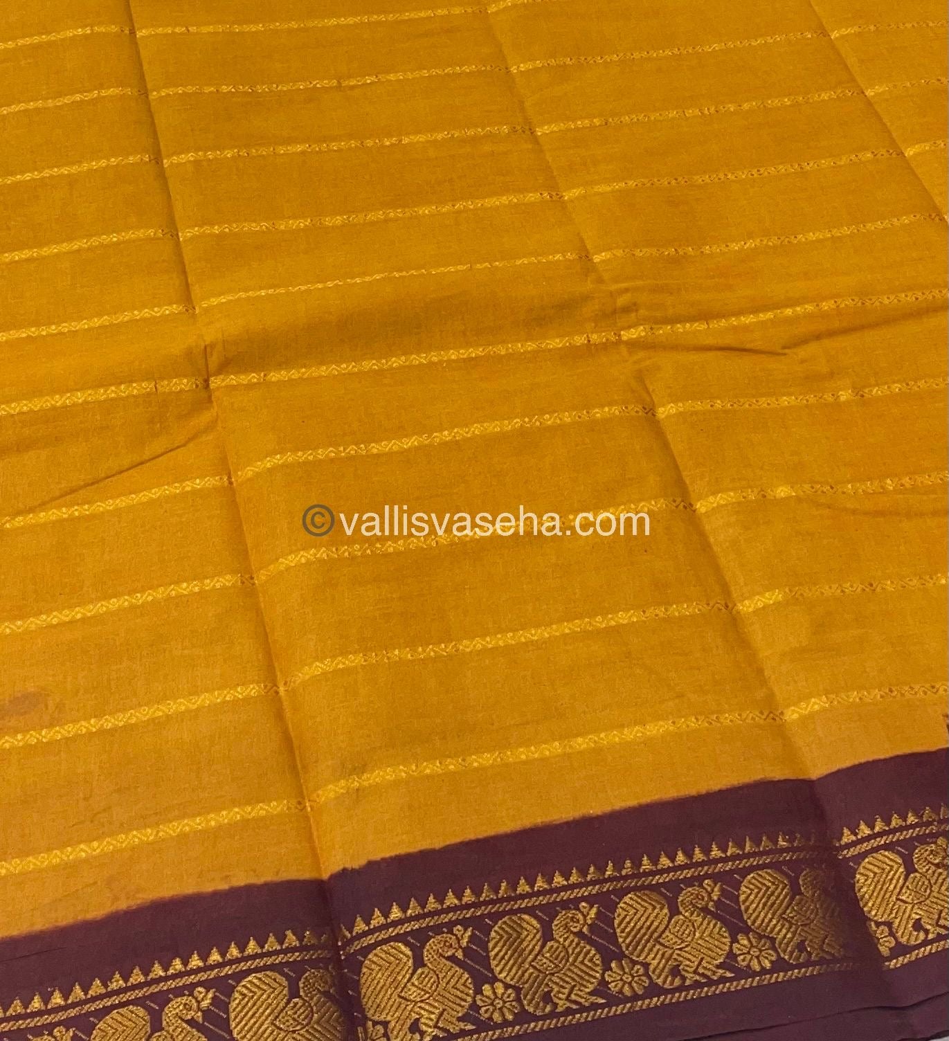 Sungudi Cotton Saree | Velthari Design - Masturd Yellow with Maroon Shade - VVSCV001