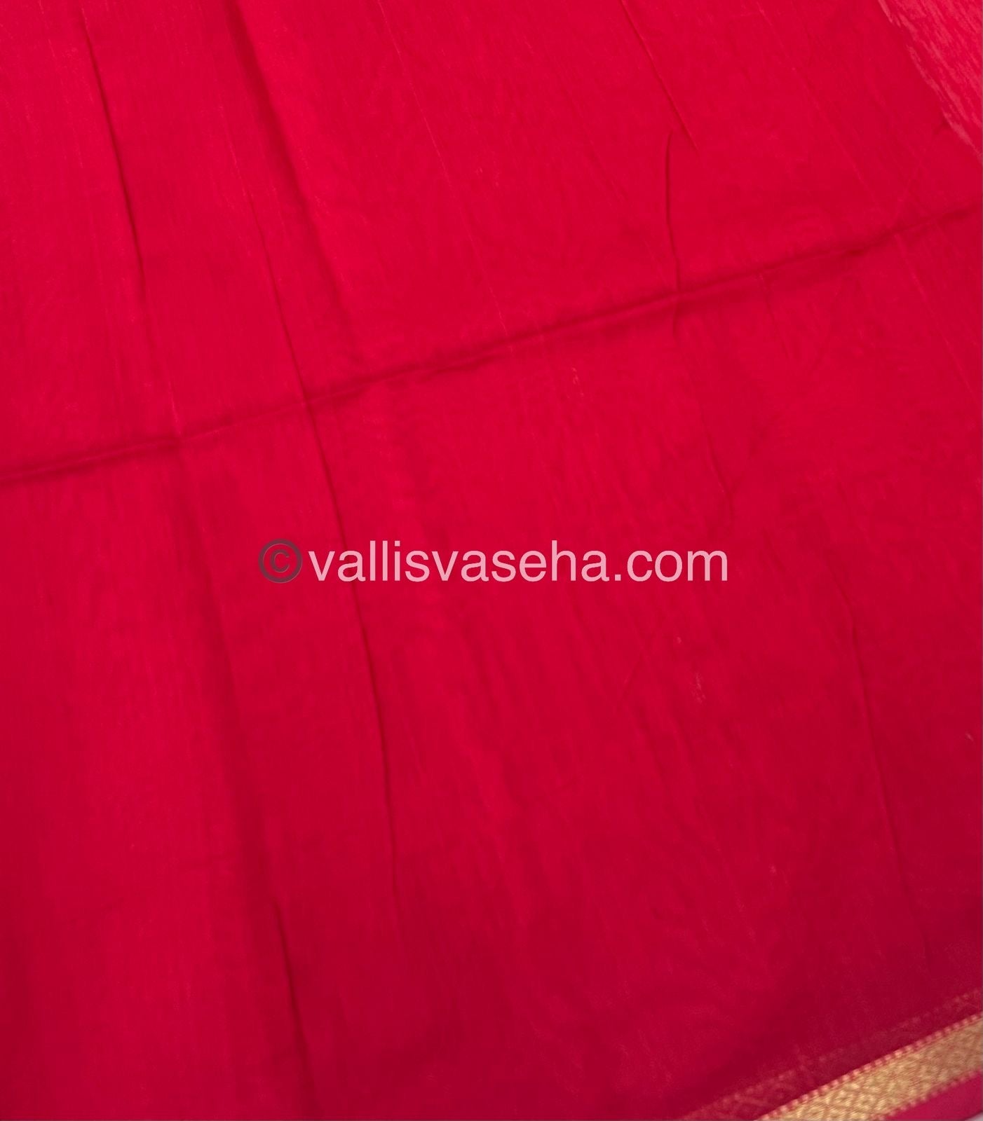 Pure Maheshwari Silk Cotton Saree - Double tone Red Color - VVMSC001