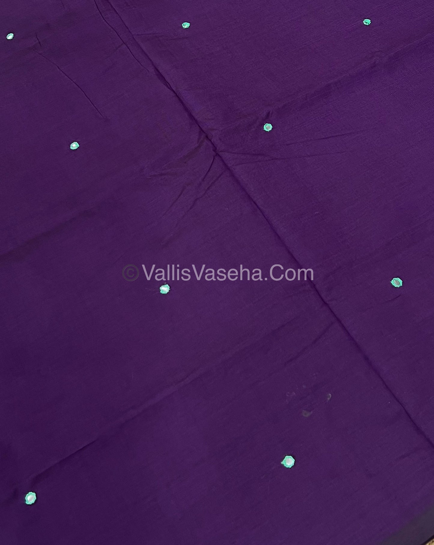 South Mixed Cotton - Mirror Work Embroidery - Violet with Green- VVPCM002