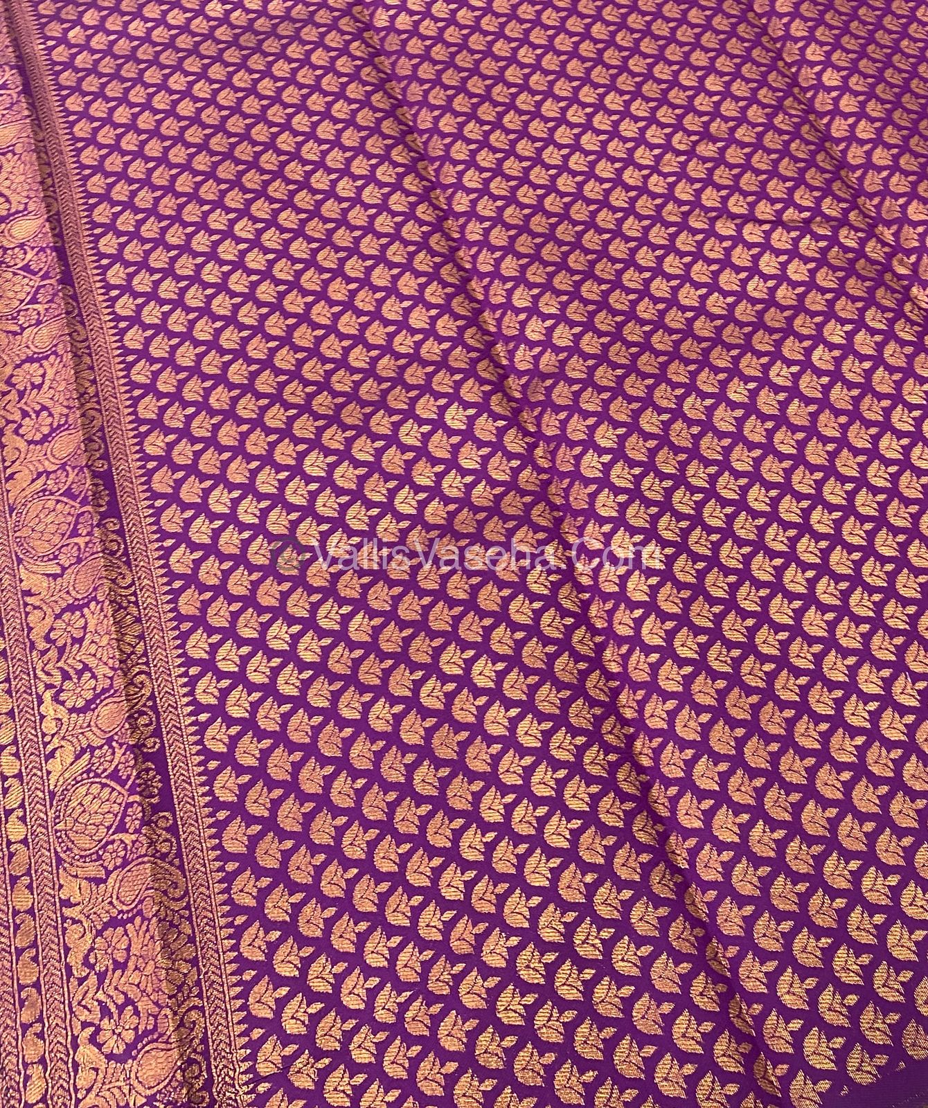 Kanchi Semi Silk - Peach with Purple VVKSS001