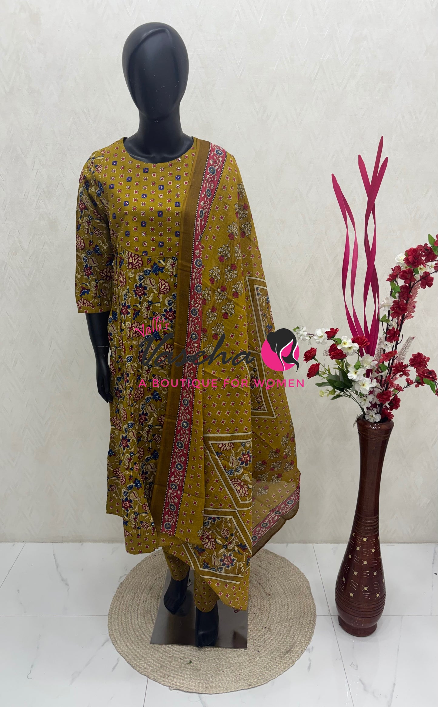 Ready Made - Anarkali - Salwar, Kameez & Duppatta(3pc)- Printed Cotton - VVAS011