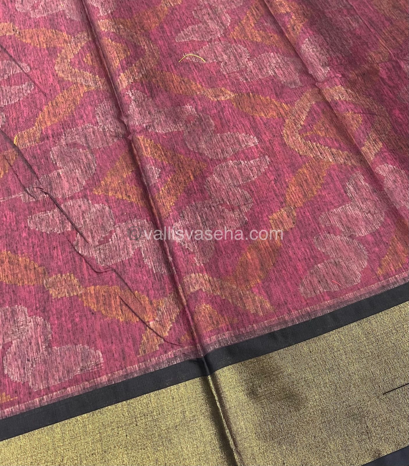 Banarasi Pochampally Weaving Semi Soft Cotton Saree - Pink with Purplish Wine Shade - VVBPS001