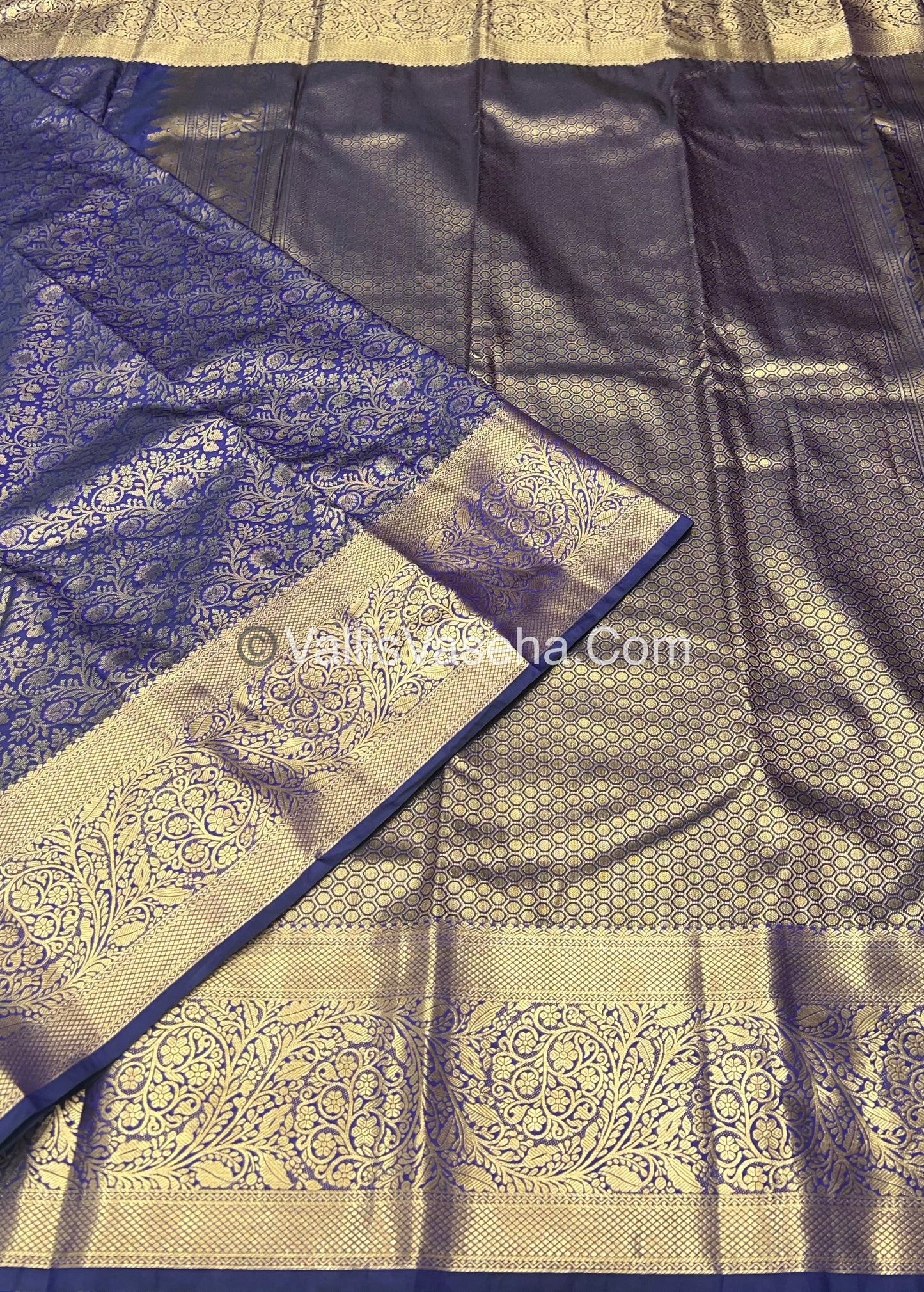Semi Kanchipuram Silk - Blue shade - Semi Bridal - VVSKS002