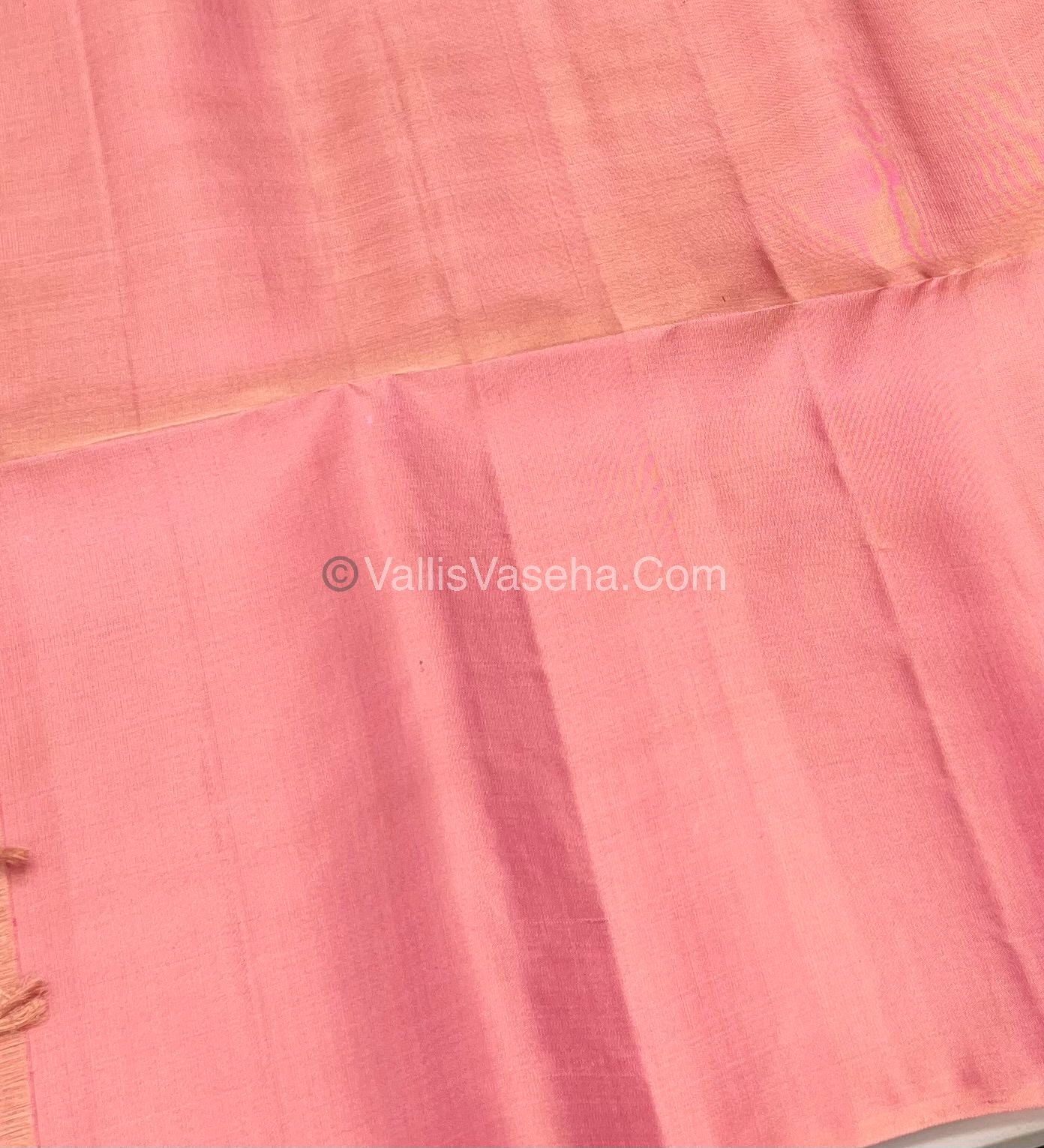 Pure Soft Silk Saree - Border Less - Brown & Light Peach Combo - VVPSS055