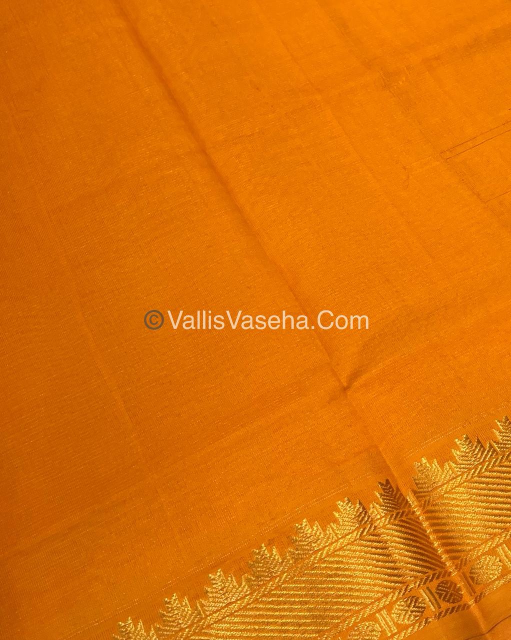 Semi Silk Cotton Saree - Maroon With Yellow Shade - VVSSC008