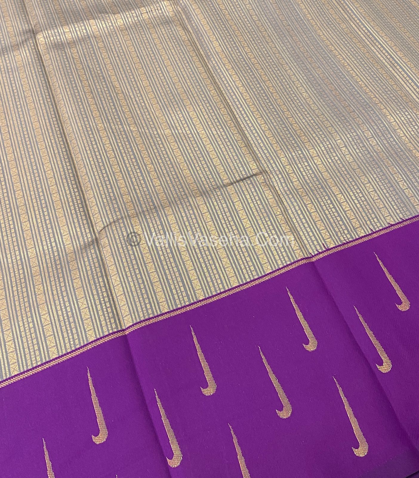 Kanchi Semi Silk - Grey with Purple Blue VVKSS001