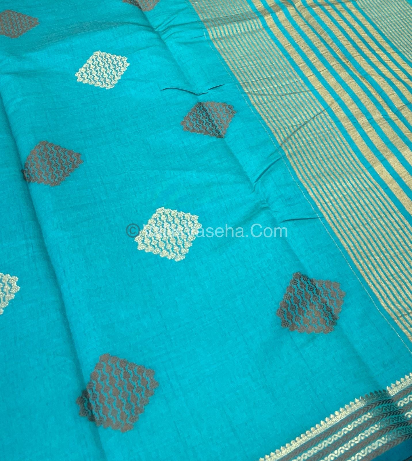 Semi Tussar Silk Saree - Ramar blue shade - VVSTS016