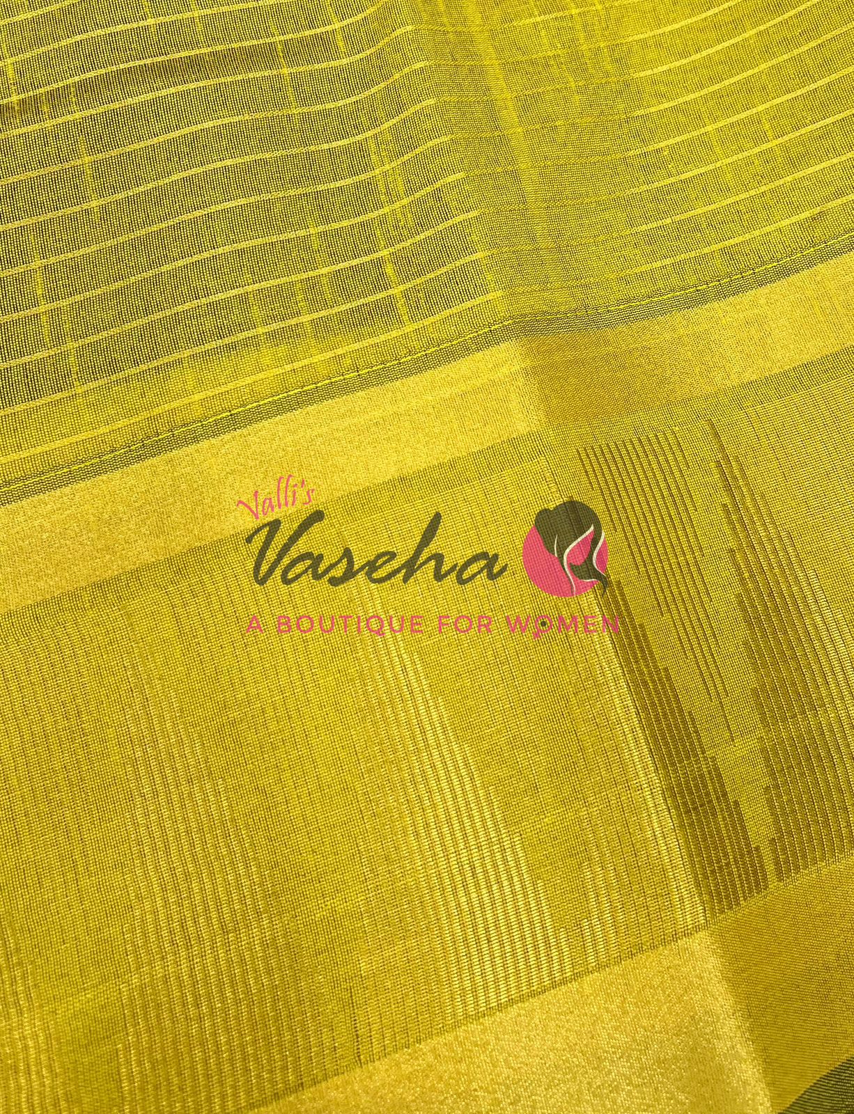 Semi Raw Silk - Lakshadeepam Design - Violet With Lemon Green Shade - VVRS008