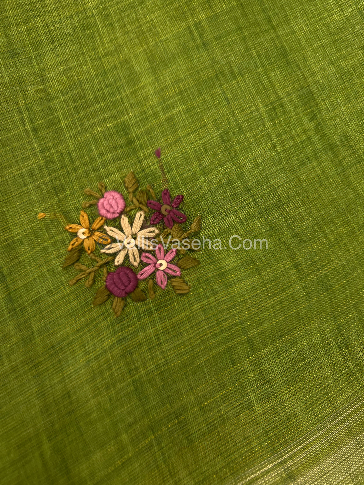 French Knot - Tissue Saree - Green Shade - VVLFN011