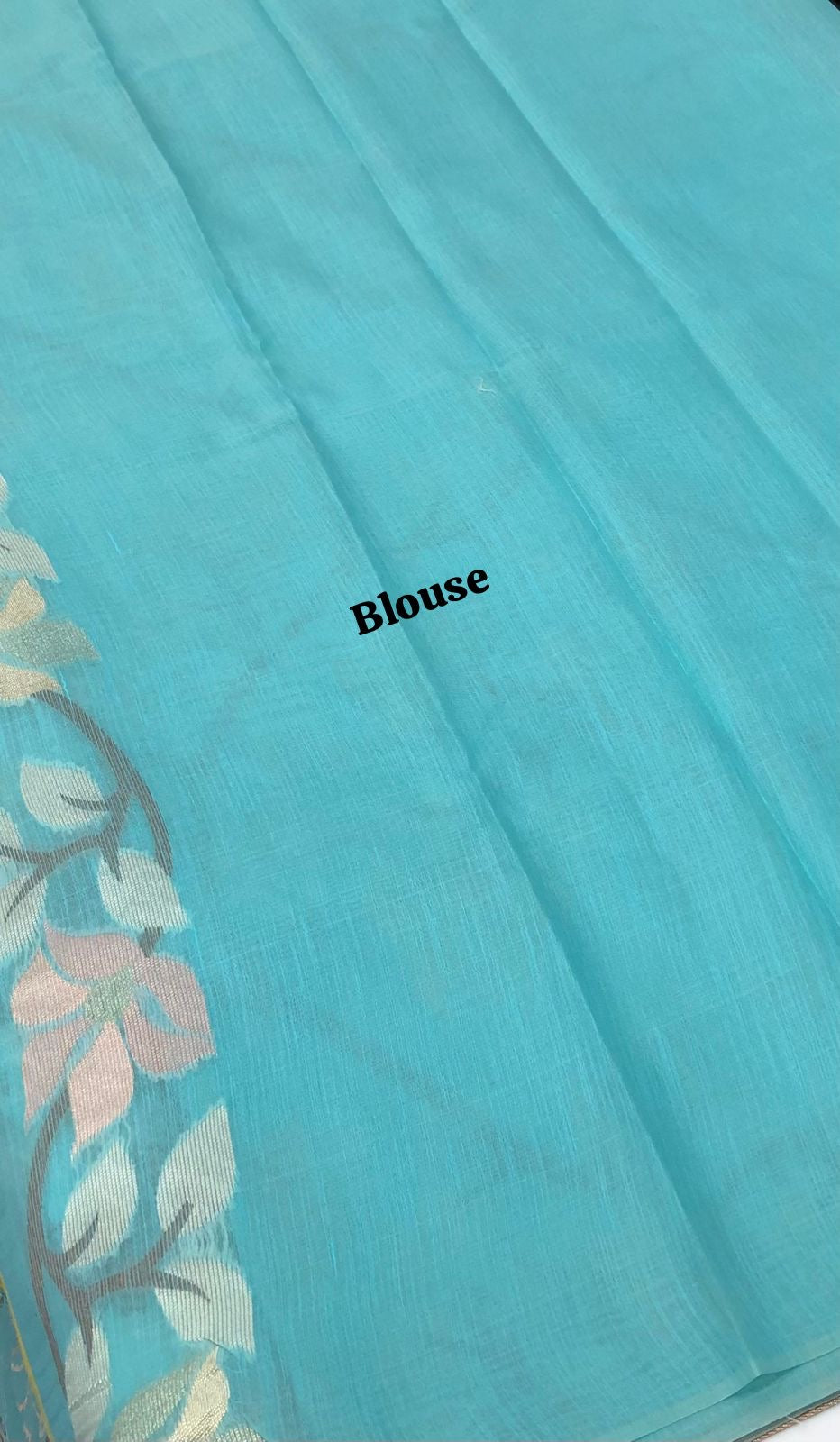 Semi Raw Silk with Jamdhani Design Weaving - Sea Blue Shade - VVRS001