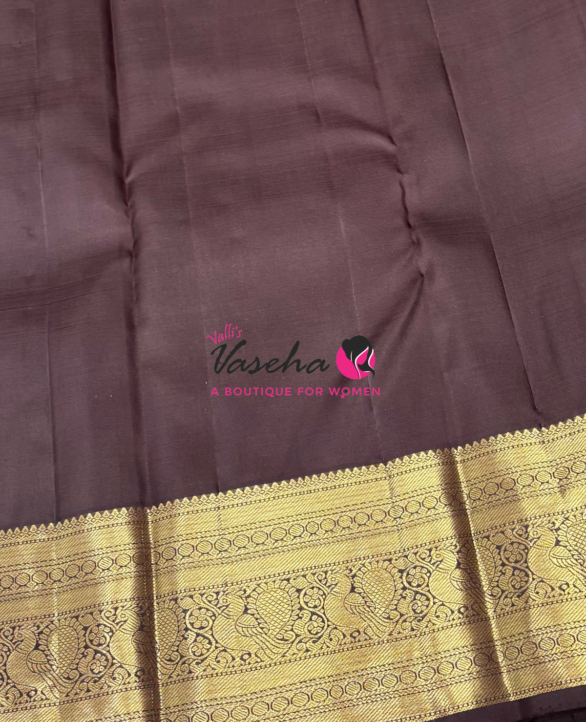 Pure Kanchipuram Silk Saree - Maroon With Brown - VVPS094