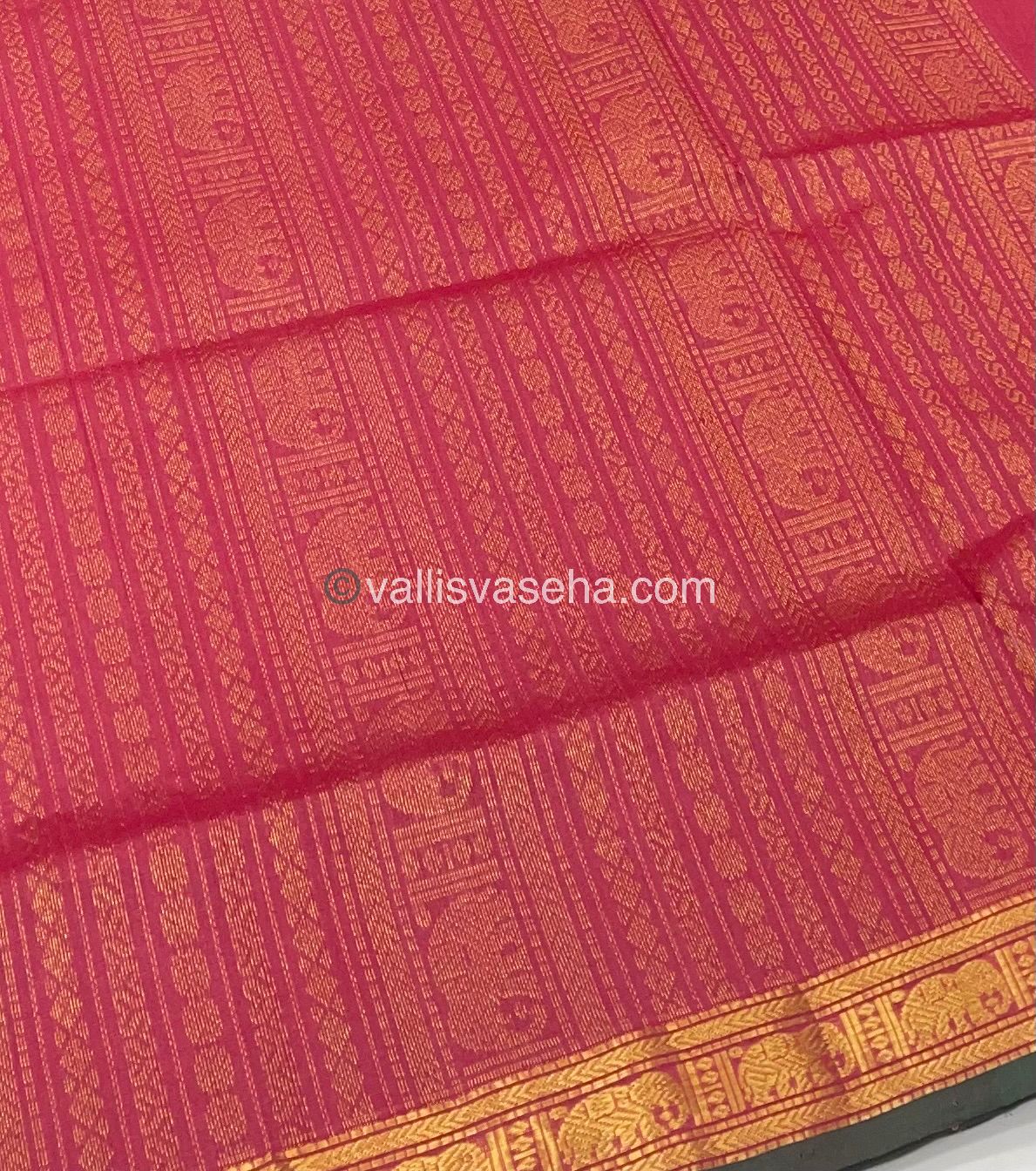 Pure Silk Cotton Saree - Retta Mayil Design - VVRMS001
