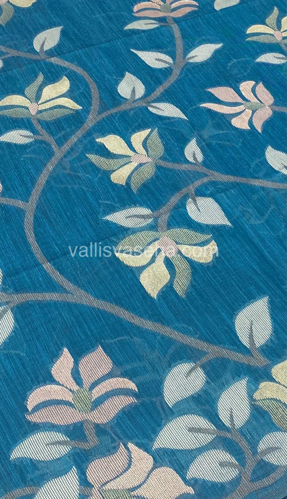 Semi Raw Silk with Jamdhani Design Weaving - Ramar Blue Shade - VVRS001