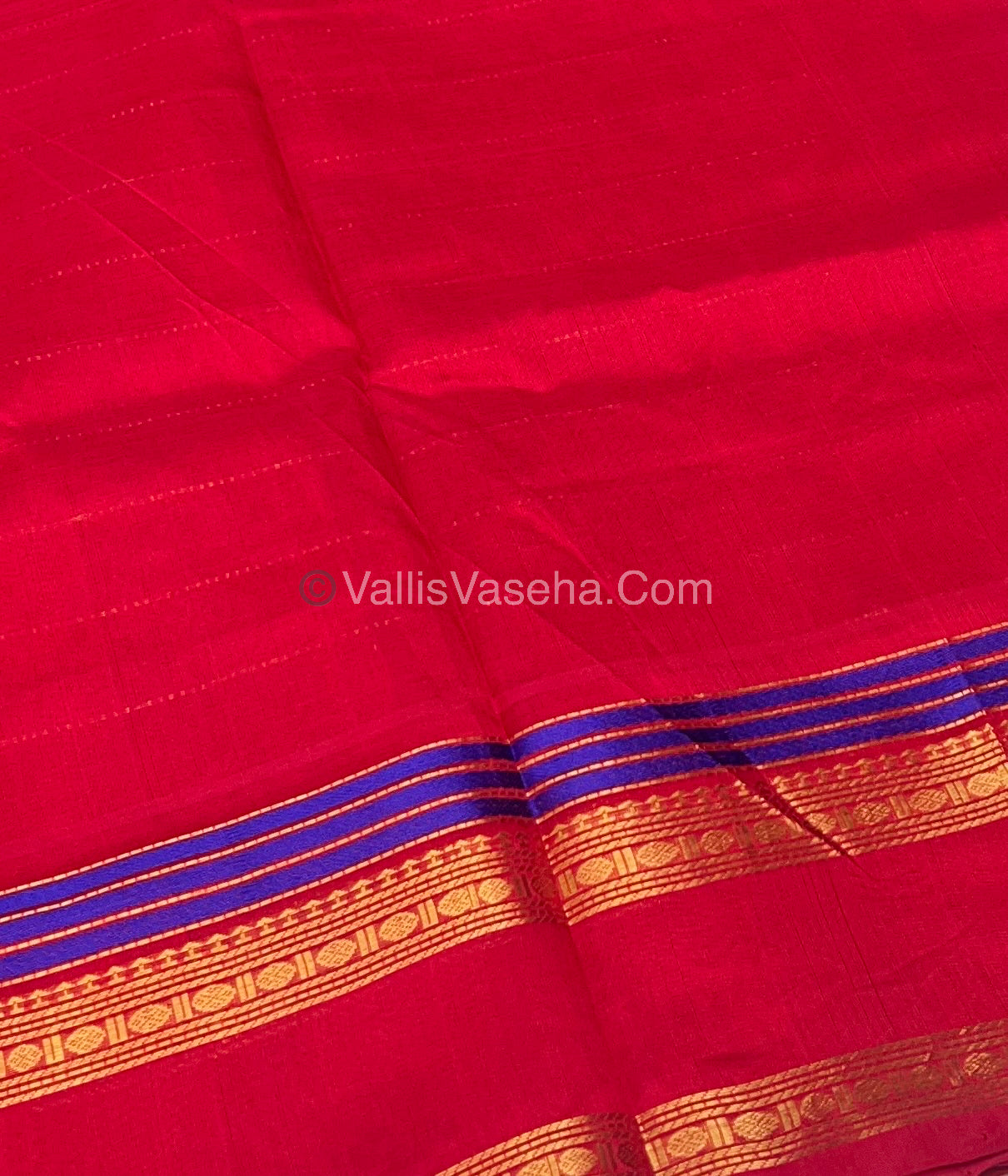 Pure Silk Cotton Saree - Retta Petta Border - Red Shade - VVPSC001