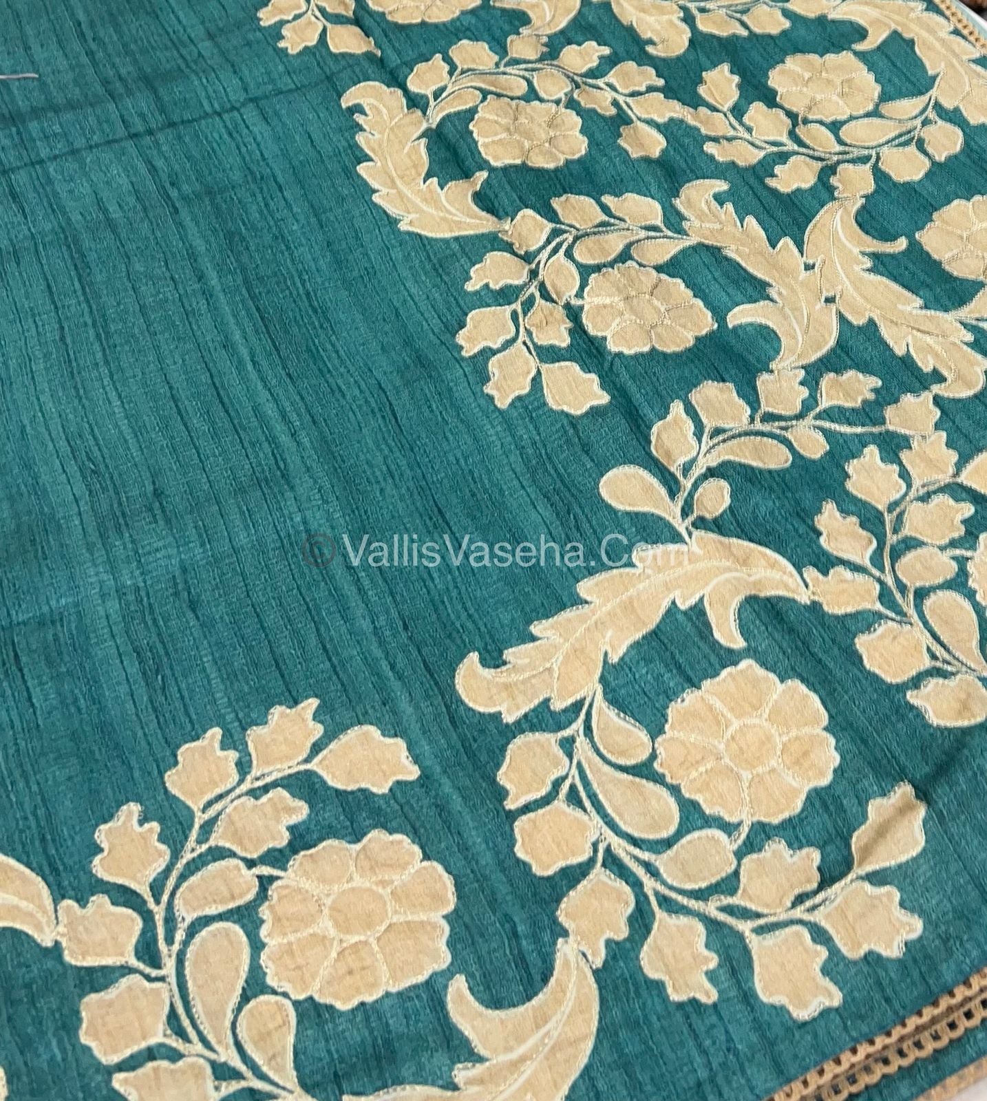 Semi Raw Silk with embroidery work - VVSRS001