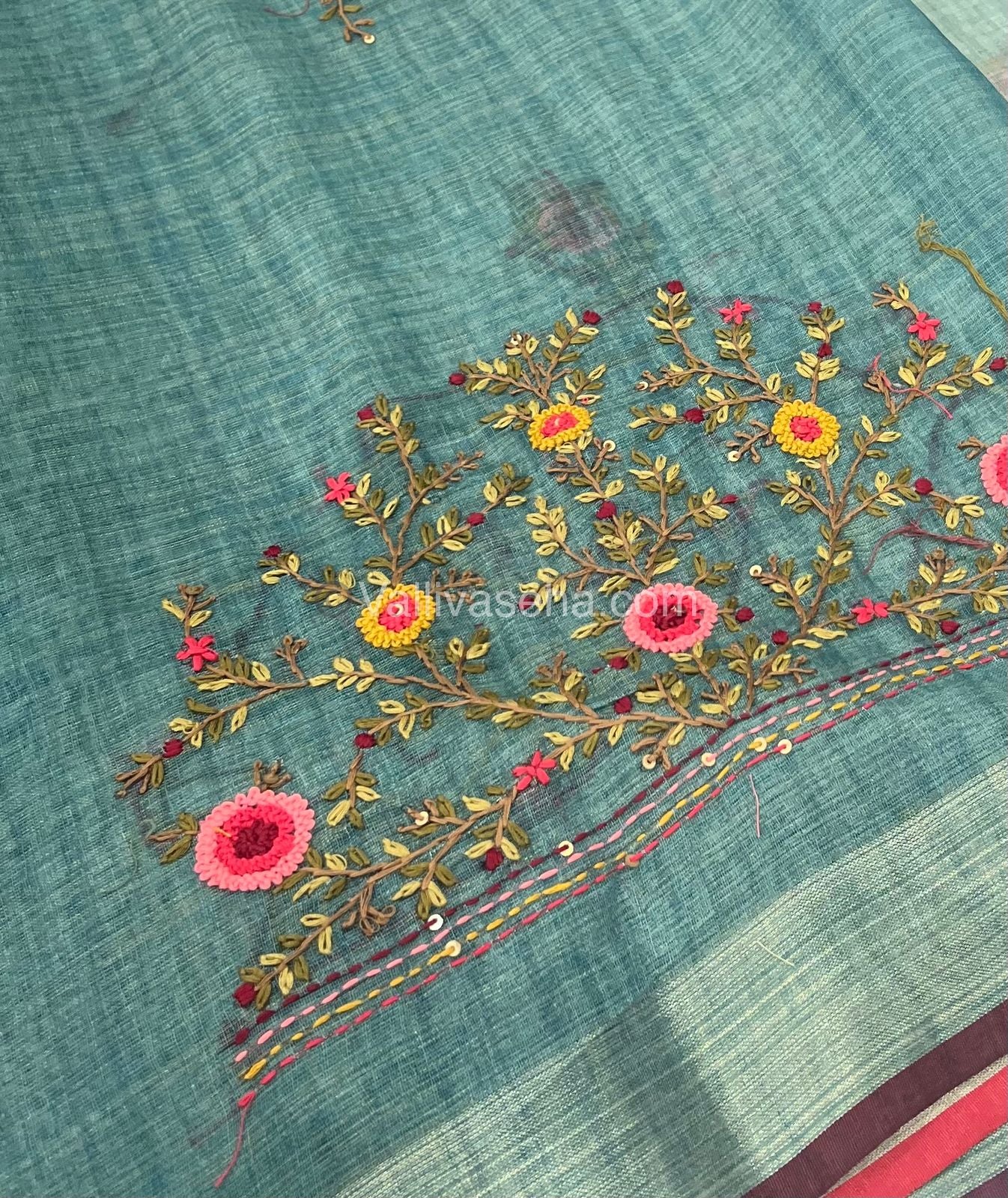 French Knot - Tissue Saree - Blue Shade - VVLFN001