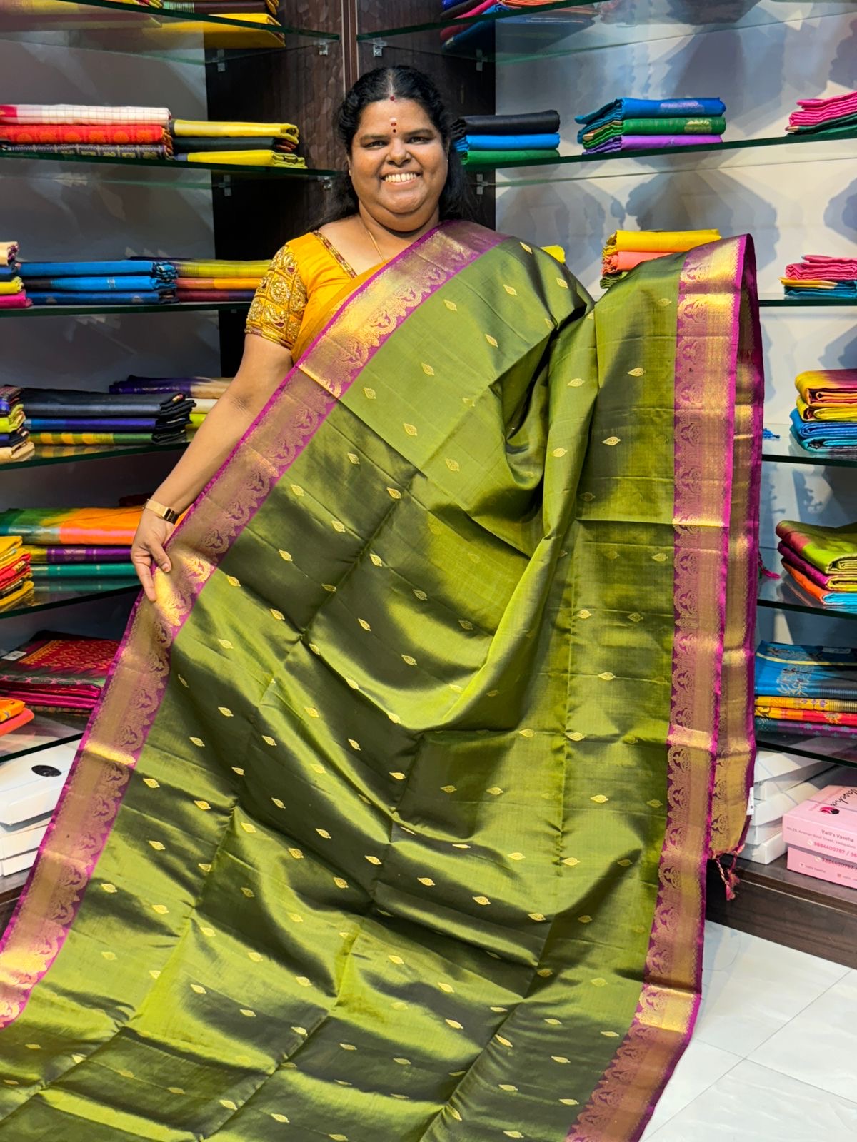 Pure Soft Silk Saree - Green with Purplish Pink Combo - VVPSS015