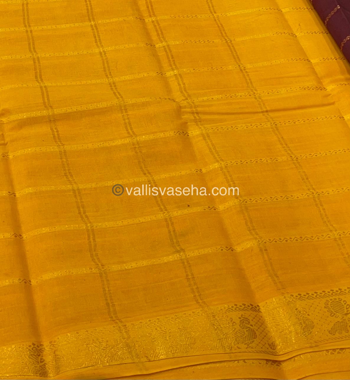 Sungudi Cotton Saree | Velthari Design - Brown with Yellow Shade - VVSCV001