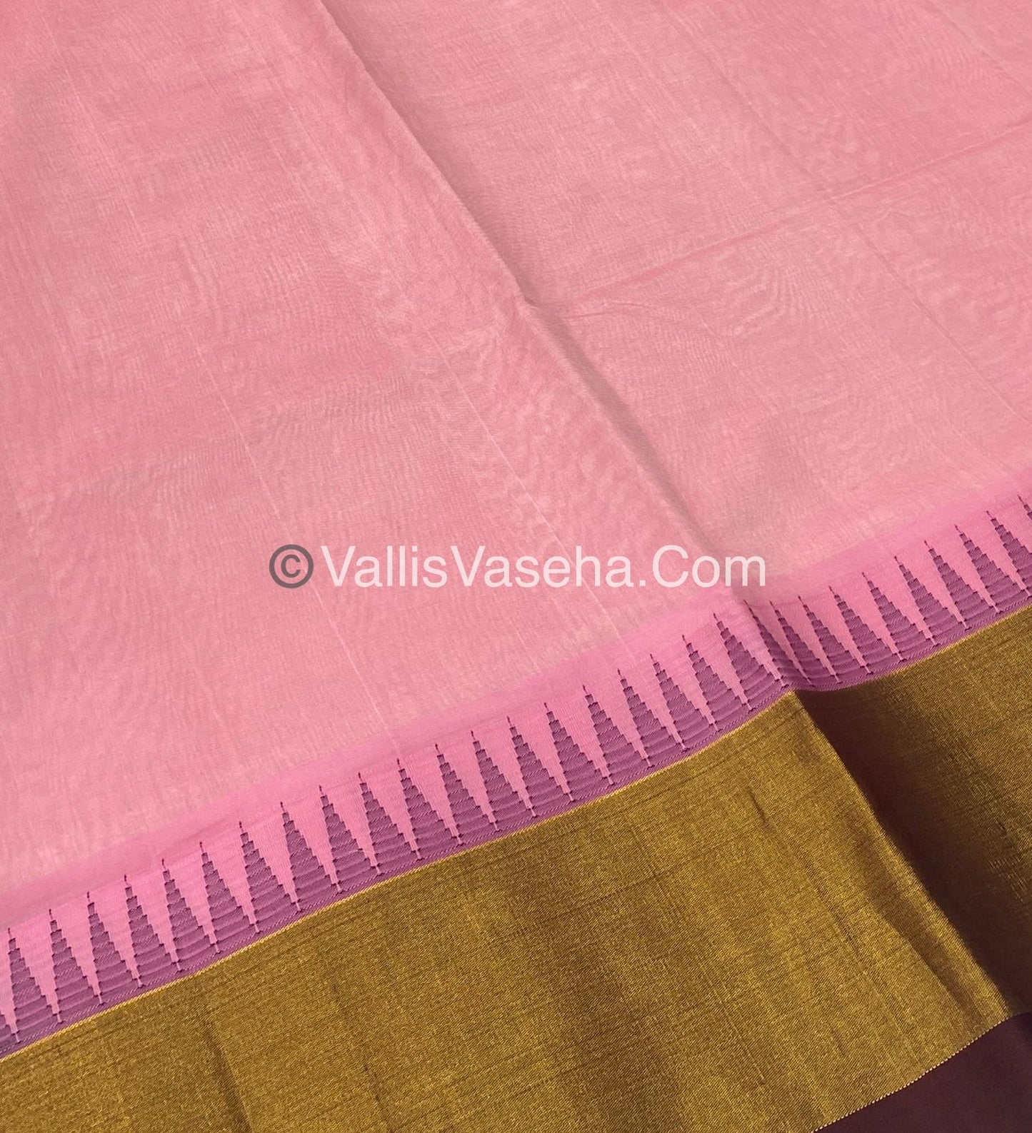 Pure Korvai Silk Cotton Saree - Temple border - VVKSC001