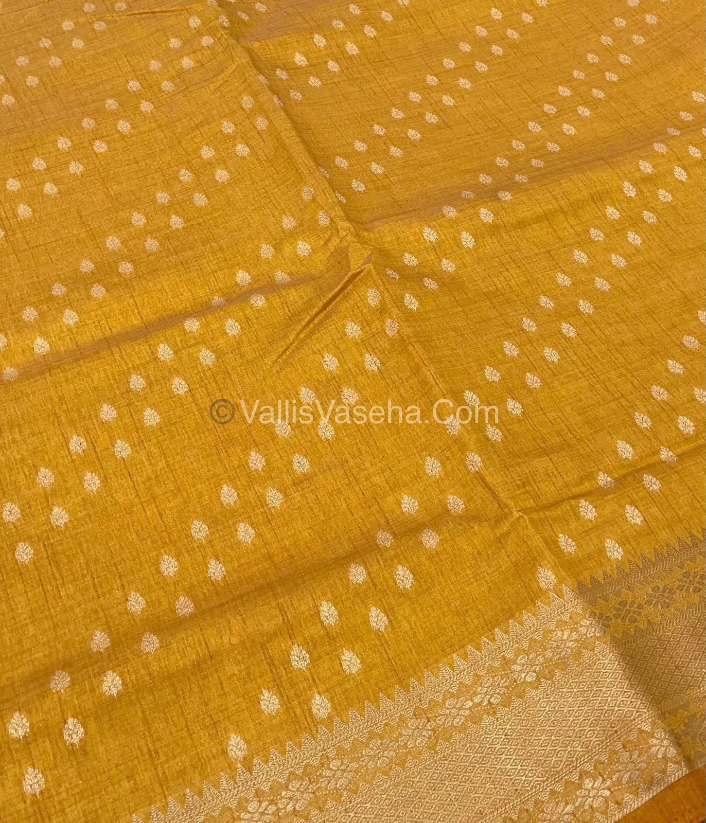 Semi Tussar Silk - Grand Pallu - Yellow Shade - VVSTS017
