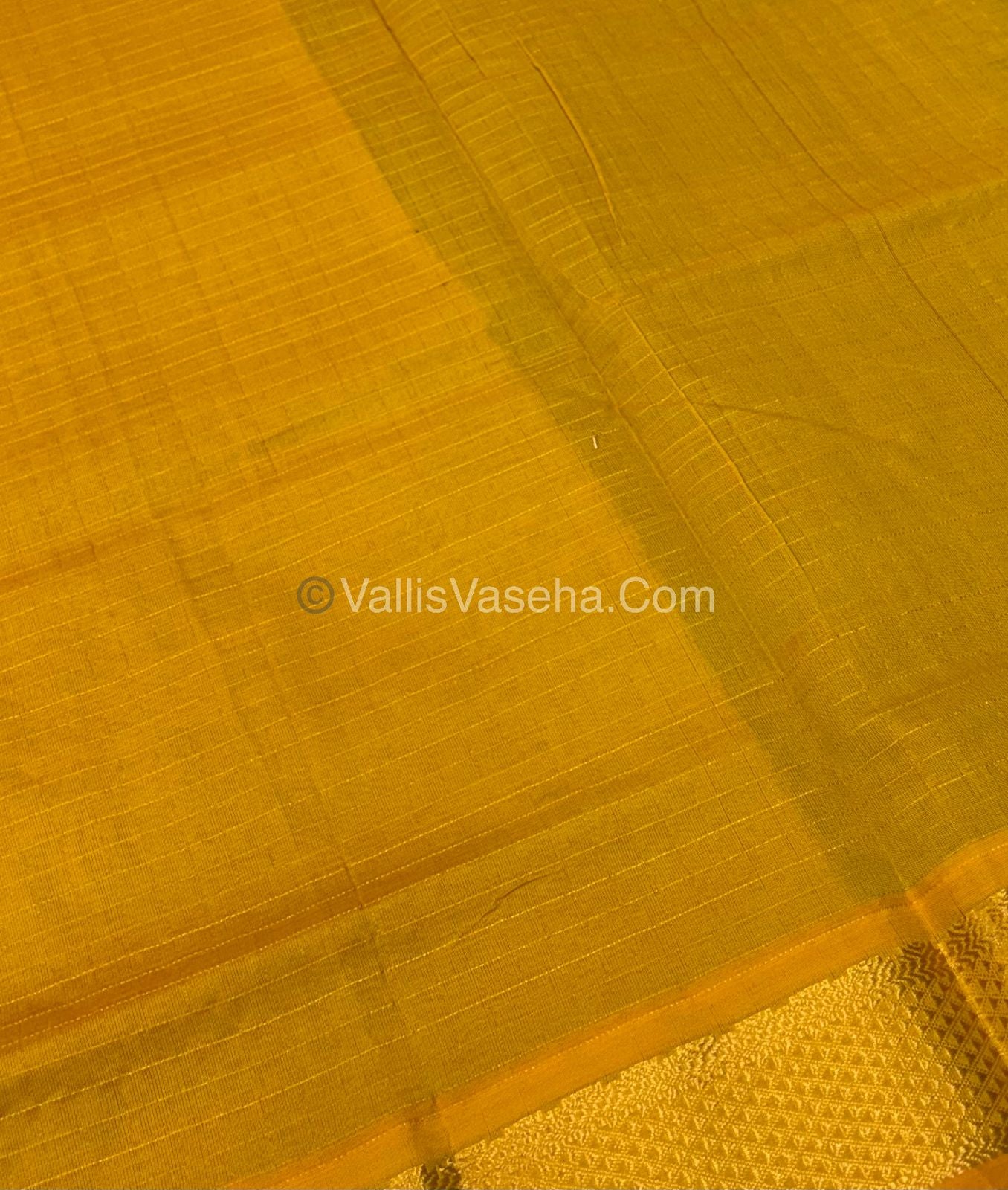 Semi Silk Cotton Saree - Blue With Yellow shade - VVSSC003