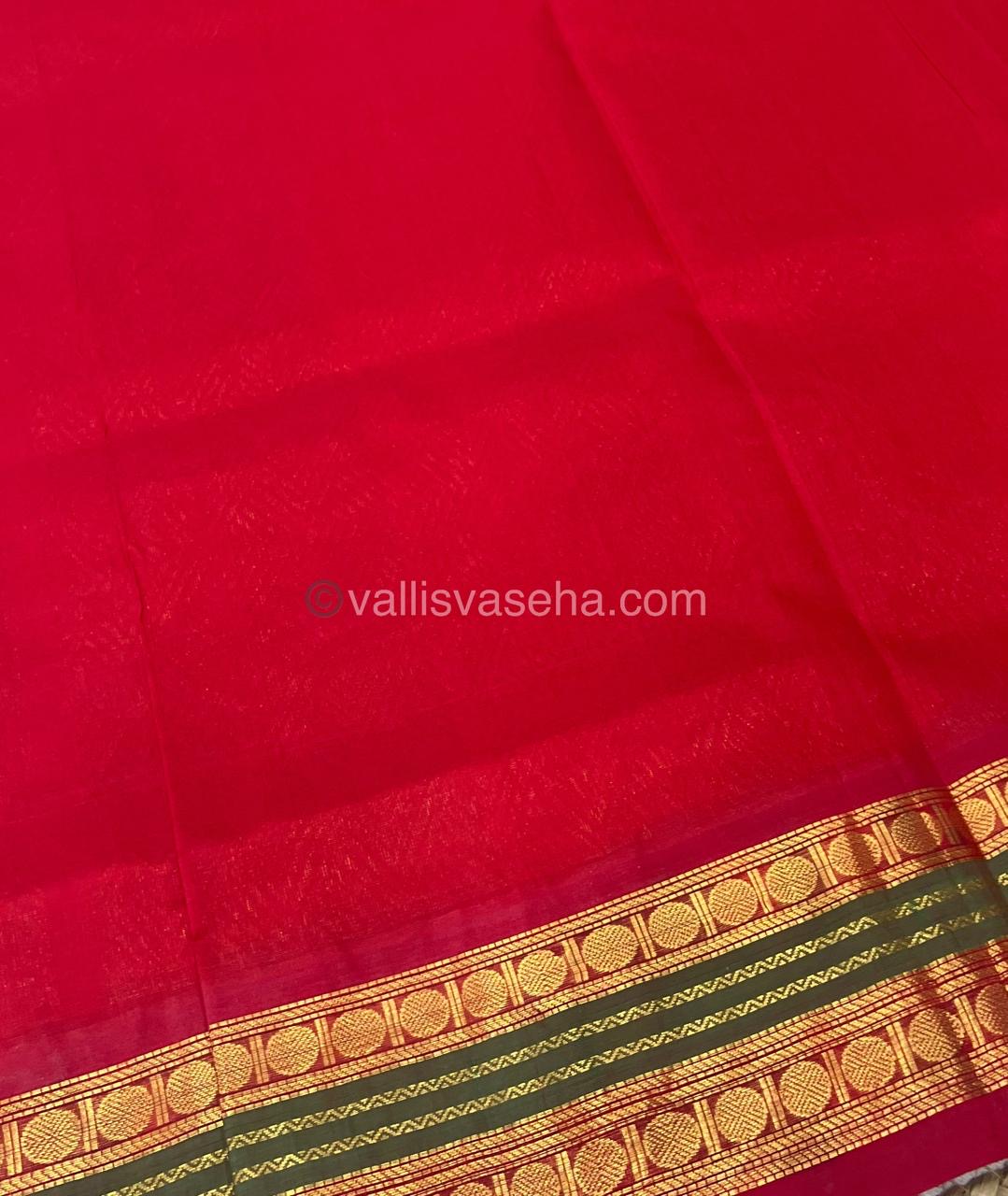 Pure Korvai Silk Cotton Saree - Cream with Reddish Merun Combo - VVKSC004