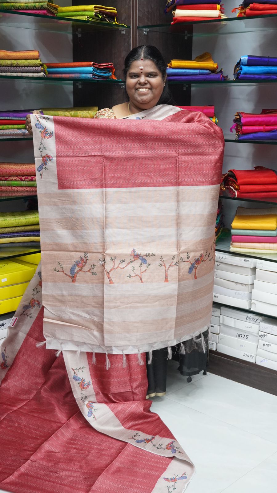 Semi Chappa Silk - Maroon & Cream- VVSC002
