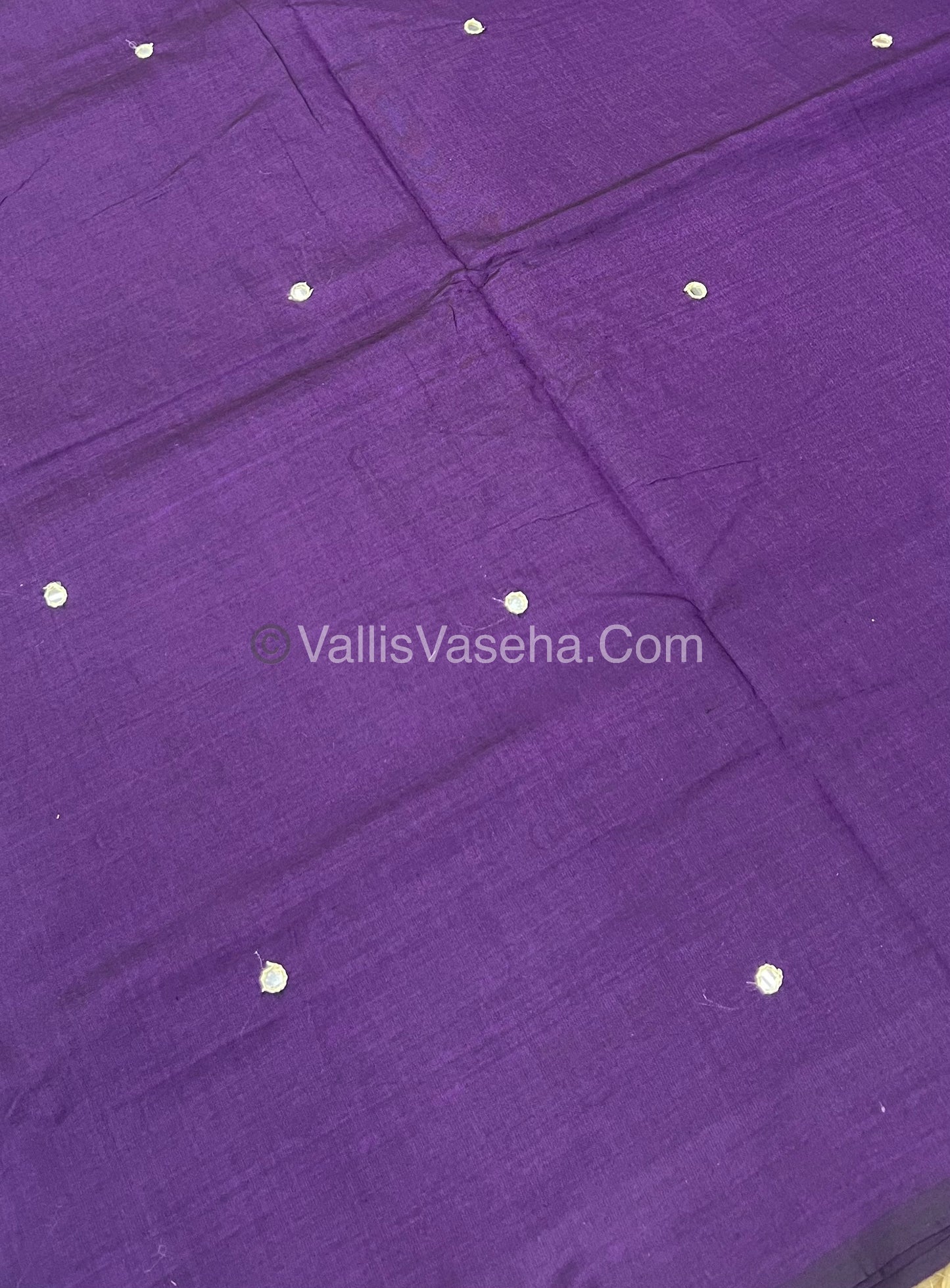 South Mixed Cotton - Mirror Work Embroidery - Purple With Grey - VVPCM002