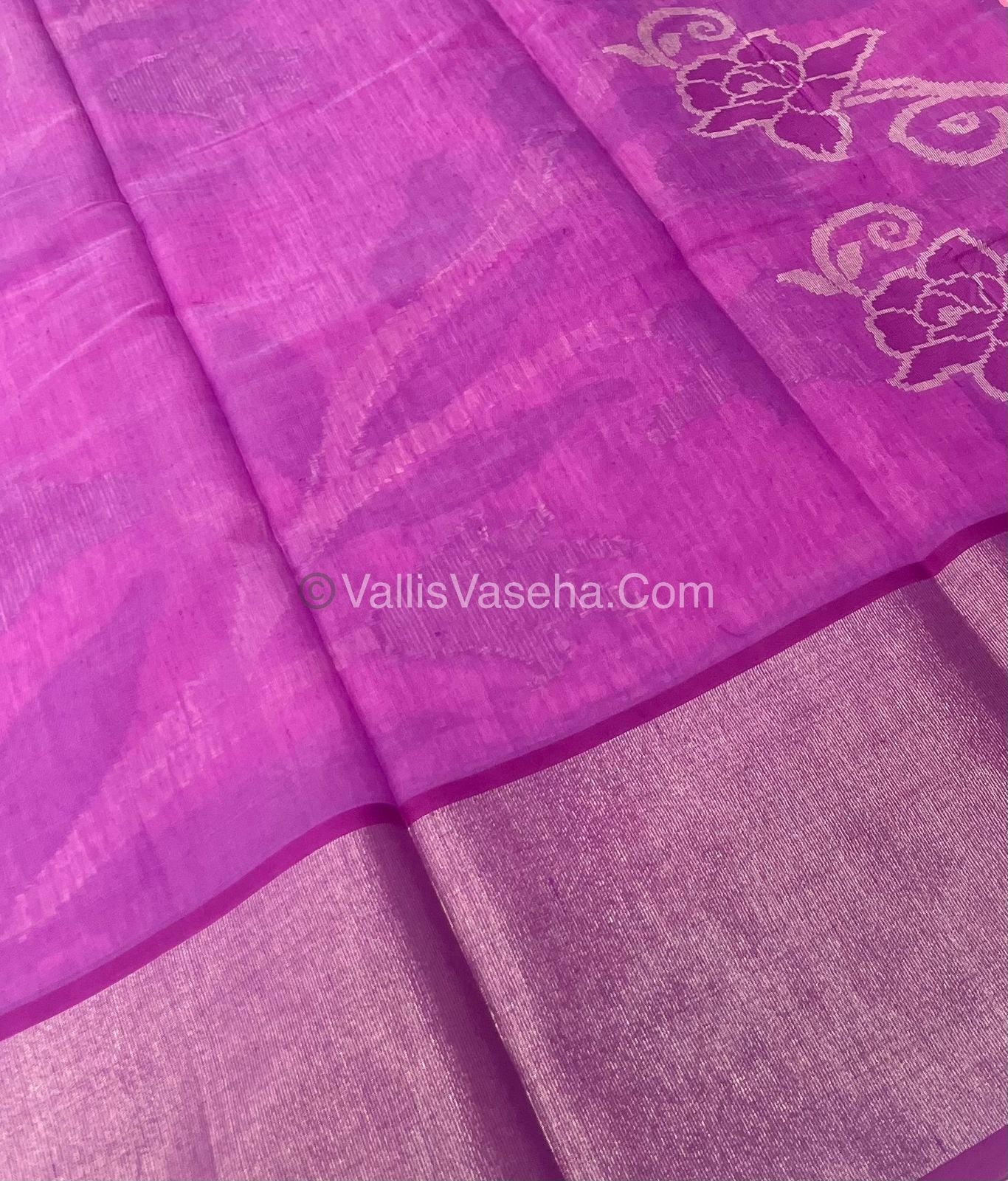 Banarasi Pochampally Weaving Semi Soft Cotton Saree - Light Pink - VVBPS001