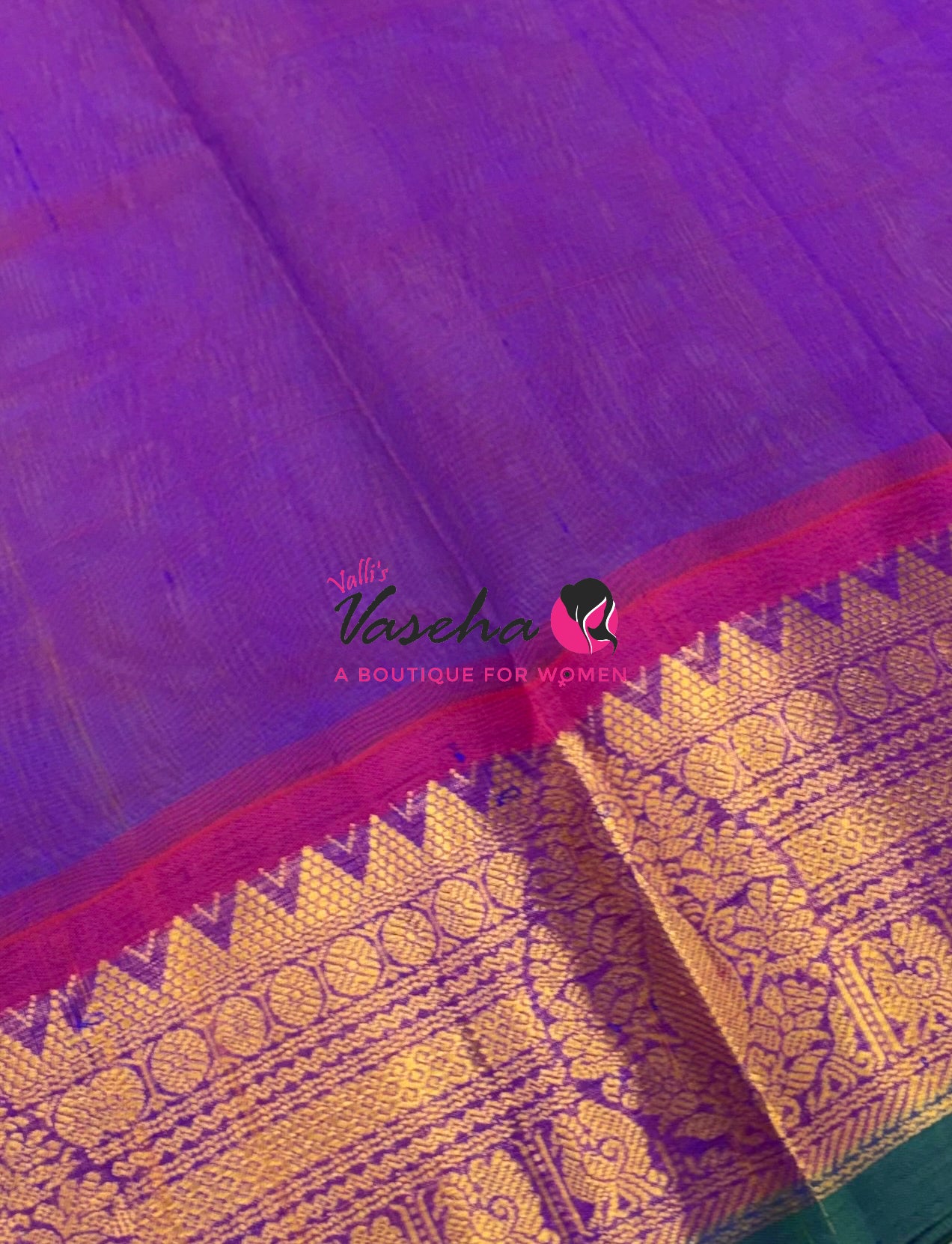 Pure Korvai Silk Cotton Saree - Green with Purple - VVKSC019