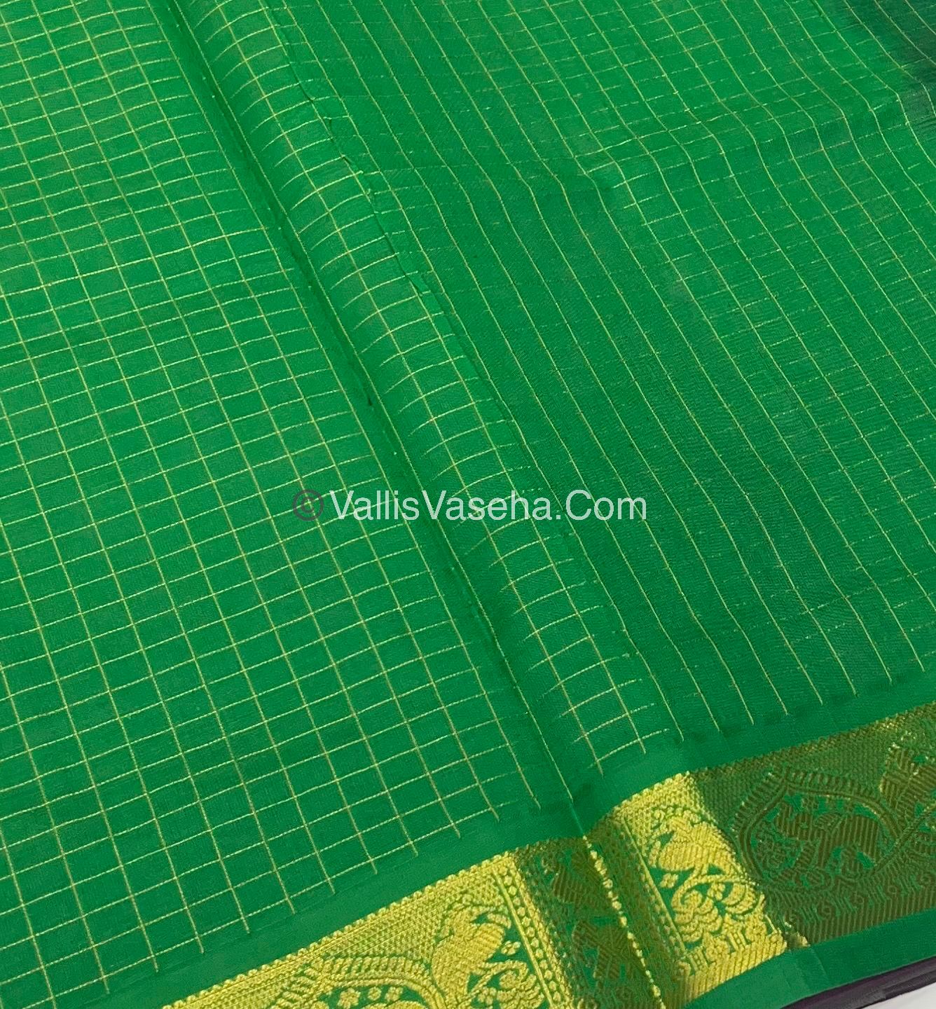 Semi Silk Cotton Saree - Pink With Green shade - VVSSC003