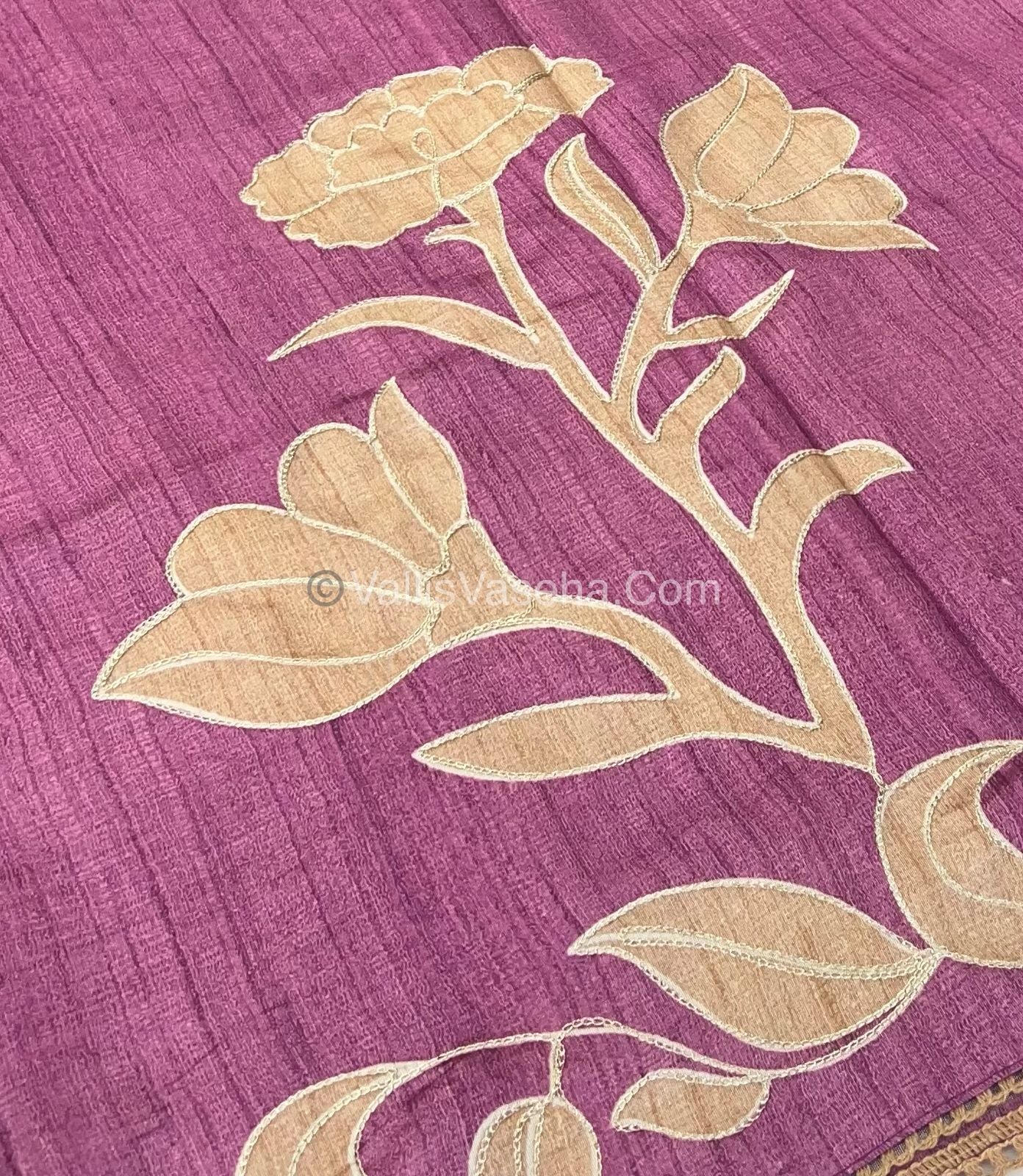 Semi Raw Silk with embroidery work - VVSRS001