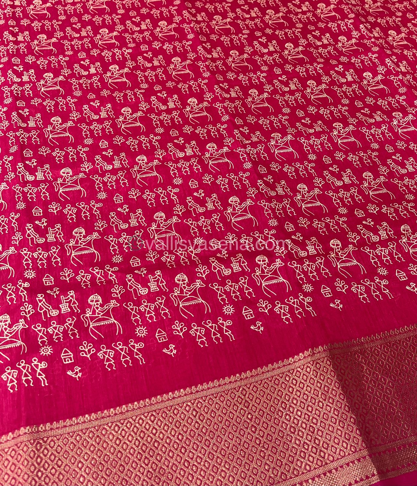 Semi Binny Silk - Varli Design - VVSBS003 - Dark Pink Shade