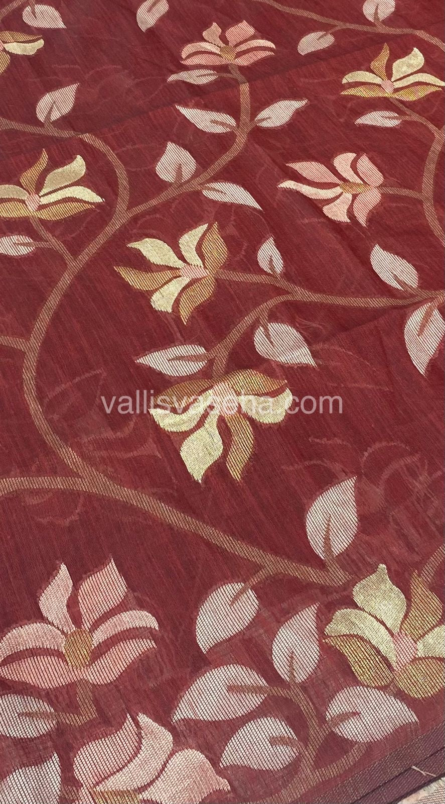Semi Raw Silk with Jamdhani Design Weaving - Meroon Shade - VVRS001