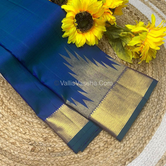 Pure Silk Saree - Jothika Hit design- Peacock Blue Shade-VVPS006