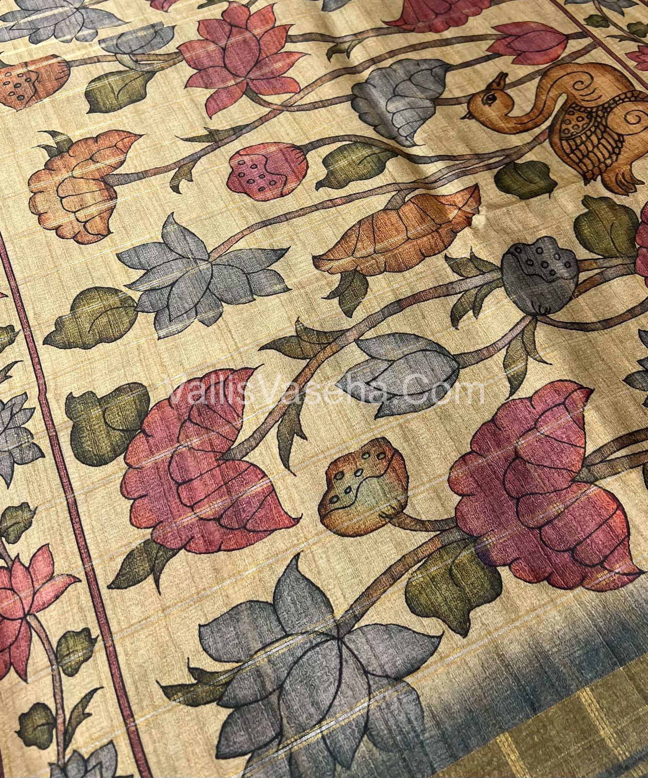 Semi Chanderi Saree - checks pattern - VVSCS004