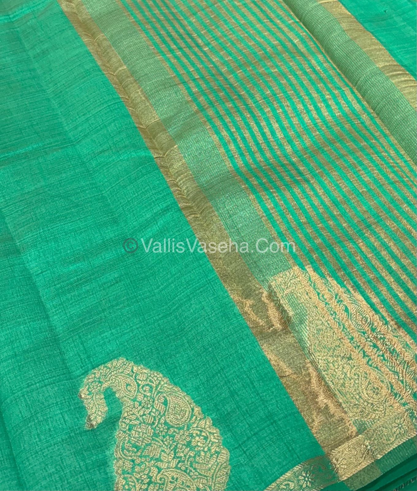Semi Tussar Silk - Small Mango - Teal Green Shade - VVSTS002