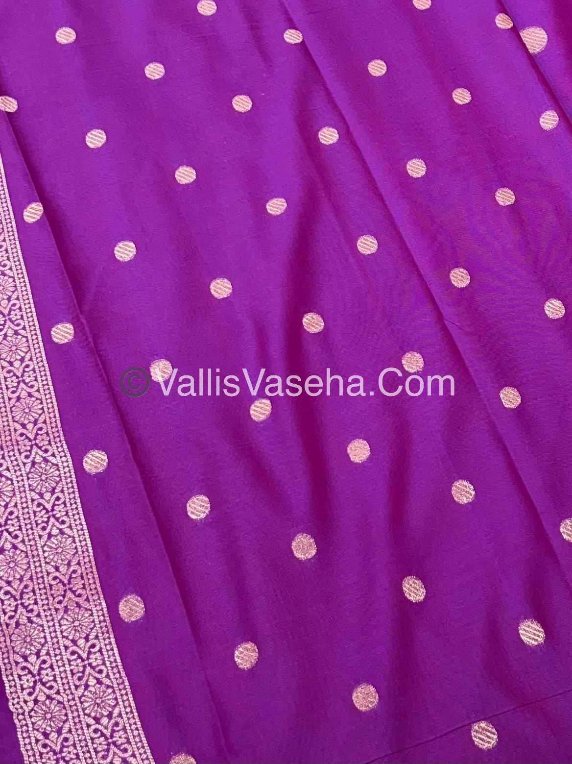 Semi Soft Silk - Deer Butta Border - Purplish Pink Shade -VVSSS017