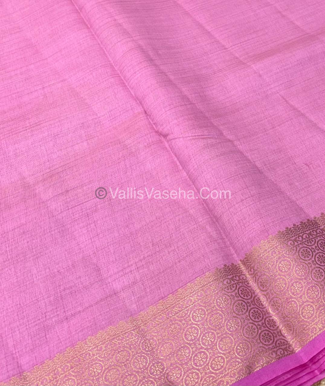 Semi Tussar Silk - Grand Pallu - Baby Pink Shade - VVSTS025